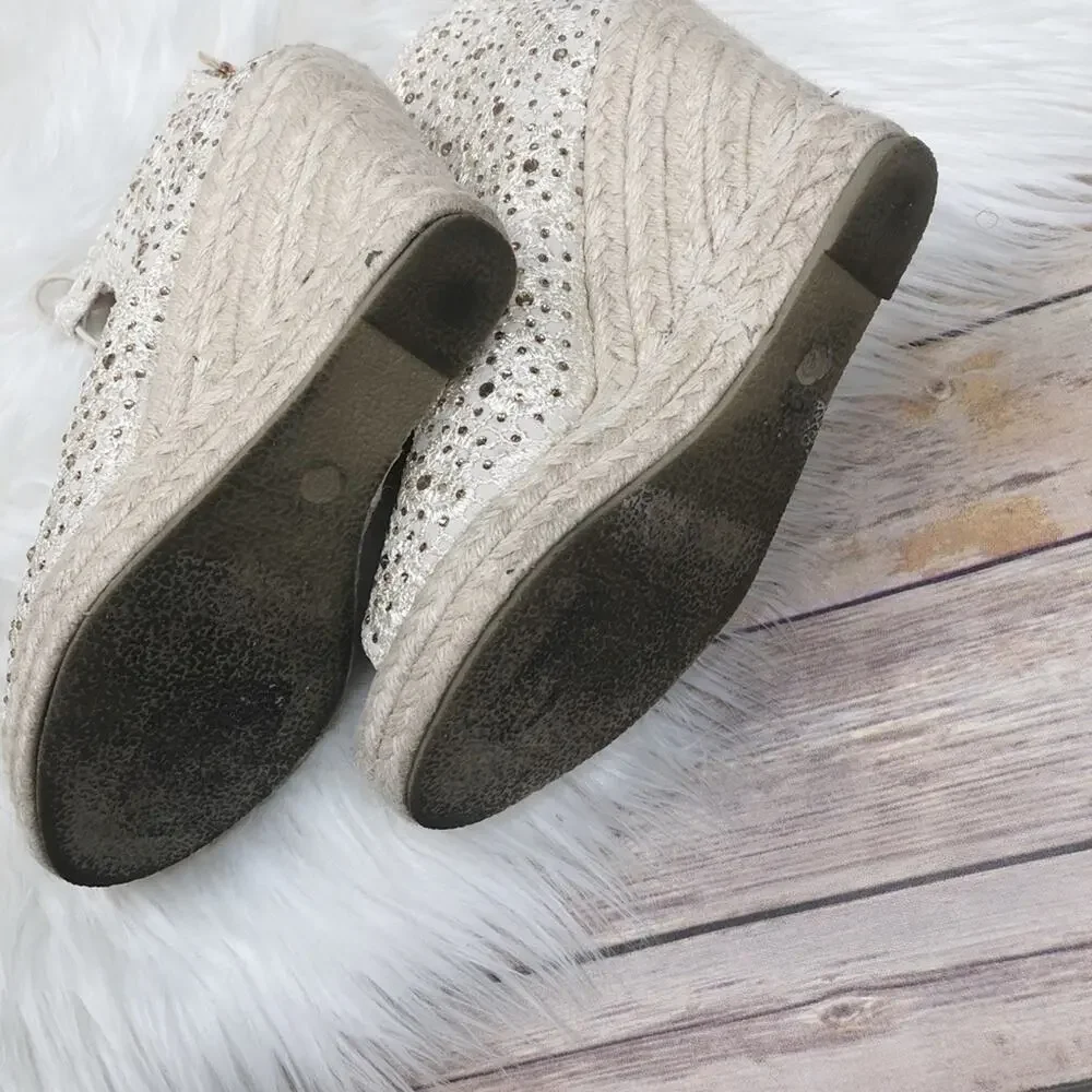 Catherine Malandrino Women's Cream‎ Espadrilles Bemecall Wedge Shoe Size 8